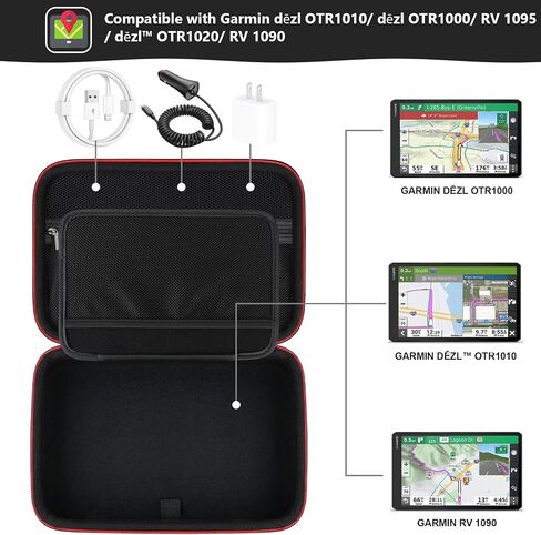حافظة Supmay GPS مقاس 10 بوصة لجهاز Garmin dēzl OTR1000 / dēzl ™ OTR1010، Garmin RV 1095 / RV 1090 نظام ملاح شاحنة GPS مقاس 10 بوصة، حقيبة سفر صلبة مع حقيبة شبكية لكابل طاقة السيارة وكابل USB، أسود in Saudi Arabia