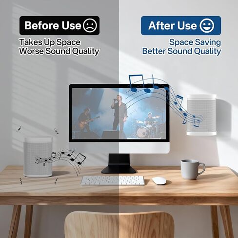 notiela زوج من حامل مكبر الصوت بزاوية قابلة للتعديل على الحائط لـ Sonos One، One SL، حامل سقف Play 1 لـ Sonos One SL حامل حائط أبيض، دعم الجدار والسقف طرق تركيب اختيارية in Kuwait