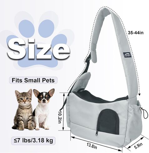 Dog Sling, Dog Carriers for Small Dogs up to 7 lbs Kitten and Puppy, Breathable Cat Carrier Sling Pet Purse with Pockets, Hands-Free Pet Carrier with Safety Harness for Travel, Gray in Saudi Arabia