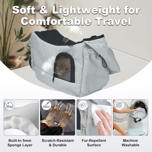 Dog Sling, Dog Carriers for Small Dogs up to 7 lbs Kitten and Puppy, Breathable Cat Carrier Sling Pet Purse with Pockets, Hands-Free Pet Carrier with Safety Harness for Travel, Gray in Saudi Arabia