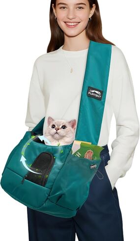 Dog Sling, Dog Carriers for Small Dogs up to 7 lbs Kitten and Puppy, Breathable Cat Carrier Sling Pet Purse with Pockets, Hands-Free Pet Carrier with Safety Harness for Travel, Gray in Saudi Arabia