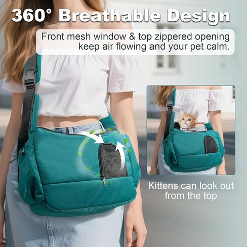 Dog Sling, Dog Carriers for Small Dogs up to 7 lbs Kitten and Puppy, Breathable Cat Carrier Sling Pet Purse with Pockets, Hands-Free Pet Carrier with Safety Harness for Travel, Gray in Saudi Arabia