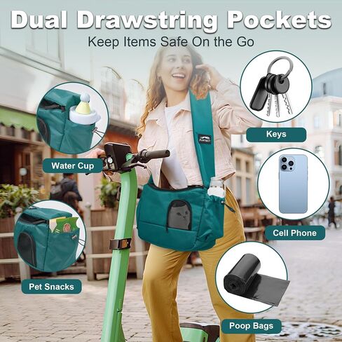 Dog Sling, Dog Carriers for Small Dogs up to 7 lbs Kitten and Puppy, Breathable Cat Carrier Sling Pet Purse with Pockets, Hands-Free Pet Carrier with Safety Harness for Travel, Gray in Saudi Arabia