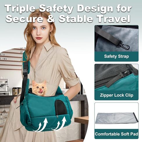 Dog Sling, Dog Carriers for Small Dogs up to 7 lbs Kitten and Puppy, Breathable Cat Carrier Sling Pet Purse with Pockets, Hands-Free Pet Carrier with Safety Harness for Travel, Gray in Saudi Arabia