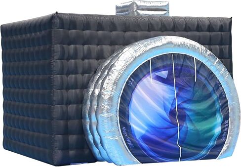 حاوية كشك صور قابلة للنفخ من SAYOK (أسود خارجي وأبيض داخلي، 11.5 × 9.2 × 8.2 قدم) خيمة مكعبة قابلة للنفخ على شكل كاميرا مع منفاخ، خلفية كشك صور لحفلات الزفاف، والحدث، والمعرض in Kuwait