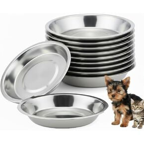 8 Pcs Stainless Steel Cat Bowls 6.4 Inch Shallow Wide Food Bowls, Whisker Relief Cat Water Dish for Kitten Puppy Small Dog (8 Pcs) in Saudi Arabia