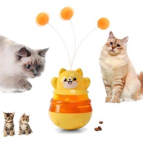 Interactive Cat Wobble Toy with Teaser Wand, Treat Dispensing Puzzle Feeder (No Treats Included), Enrichment Toy for Indoor Cats, Anxiety Relief & Solo Play in Saudi Arabia