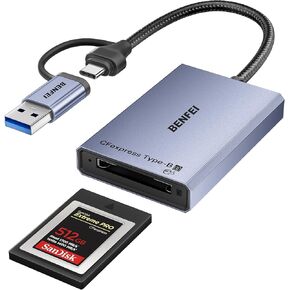 قارئ بطاقات BENFEI CFexpress من النوع B مع USB 3.2 (الجيل 2) بسرعة 10 جيجابت في الثانية، ومحول USB-C&USB-A 2 في 1 من النوع B CFexpress، متوافق مع أنظمة التشغيل Windows/Mac/Linux/Android in Kuwait