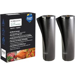 جميع بكرات حفظ الطعام السوداء مقاس 27.94 سم × 127.6 سم، أكياس ختم مفرغة من الهواء سعة 5.5 مل لتخزين الطعام، فيديو Sous Vide، وإعداد الوجبات، درجة تجارية شديدة التحمل (كرتان، إجمالي 100 قدم) in Kuwait