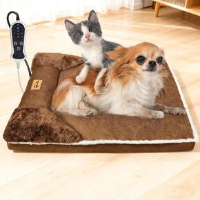 سرير كلب مدفأ للكلاب الكبيرة مقاس 40 × 27 بوصة، سرير كلب داخلي مدفأ للحيوانات الأليفة، أريكة ناعمة ومريحة لتدفئة الحيوانات الأليفة مع منظم حرارة قابل للتعديل لدرجة الحرارة والوقت، أكمام قطنية قابلة للإزالة in Kuwait
