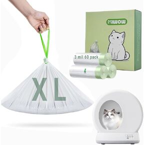 60 Count Miwow Cat Litter Box Liners for MeoWant MW-SC01、MW-SC02, Leak-Proof & Odor-Proof Litter Box Liners Replacement Waste Bags, Compatible for Meowant and More Automatic Litter Box (3 Rolls) in Saudi Arabia