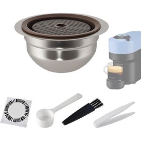 Stainless Steel Reusable Coffee Pods for Nespr*sso V-rtuo - Refillable Capsules Compatible with V-rtuoline GCA1 and ENV135 NEXT POP Series With 4 Barcode Stickers,Silicone Lid (150ML) in Saudi Arabia