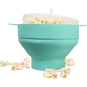 Microwave Popcorn Maker Bowl, Silicone, Collapsible, with Lid, BPA-Free, Dishwasher Safe - Red in Saudi Arabia
