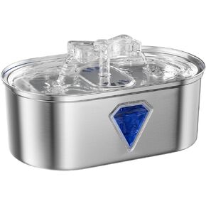 Cat Water Fountain, 2.2L Stainless Steel Automatic Pet Fountains for Drinking with Waterfall Effluent, Super Silent Pet Drinking Dispenser with Float Water Level for Cats, Dogs, Multiple Pets in Saudi Arabia