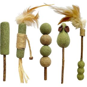 لعبة القطط التفاعلية للقطط من النعناع البري وسيلفرفين، ألعاب قطط وعصي فضية طبيعية للقطط، ألعاب شفاء تفاعلية داخلية للقطط الأليفة (5 عبوات) in Kuwait