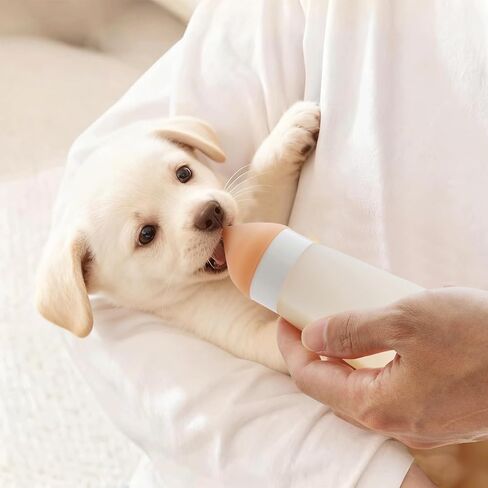 مجموعة تغذية زجاجات القطط، زجاجات الجراء المصنوعة من السيليكون الناعم القابلة للعصر لتدفق الحليب القابل للتعديل مع حلمة وحقنة بديلة، وحدة تغذية حليب الجراء والقطط حديثي الولادة (أبيض، 3.2 أونصة سائلة) in Kuwait