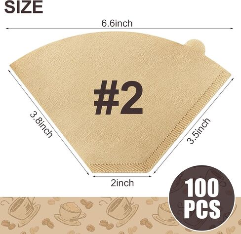 Coffee Filters #2, 100 Pcs Unbleached 2 Cone Filters Paper, Natural Disposable Coffee Filter Compatible with Drip and Pour Over Coffee Maker in Saudi Arabia