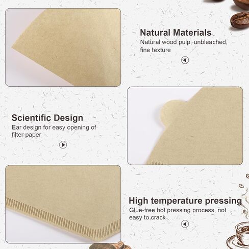 Coffee Filters #2, 100 Pcs Unbleached 2 Cone Filters Paper, Natural Disposable Coffee Filter Compatible with Drip and Pour Over Coffee Maker in Saudi Arabia