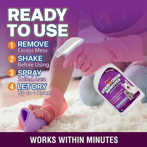 OdorPet Pet Stain Remover and Odor Eliminator - 64 Oz (Makes 2.55 Gallons of Working Solution) Non Staining, Professional Strength, Lavender Scent by Alpha Tech Pet in Saudi Arabia