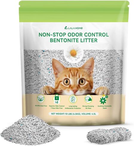 Bentonite Litter Sodium Mineral Cat Litter Clumping, Odor Control Kitty Litter for Self Cleaning Box & Automatic Litter Box, Dust Free, Strong Durability, 10 lb in Kuwait