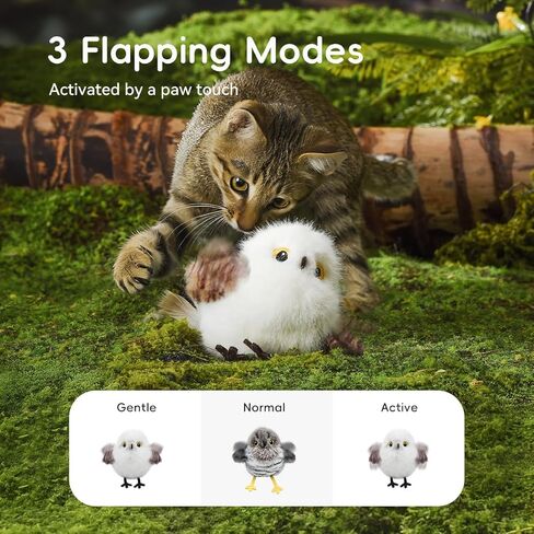Petgravity Flapping Bird Cat Toy، لعبة Chirp Tweet Kitten النابضة بالحياة، لعبة القط المنشط باللمس القابلة لإعادة الشحن لعبة النعناع البري التفاعلية لممارسة التمارين لجميع السلالات 5.1 بوصة (رمادي) in Kuwait