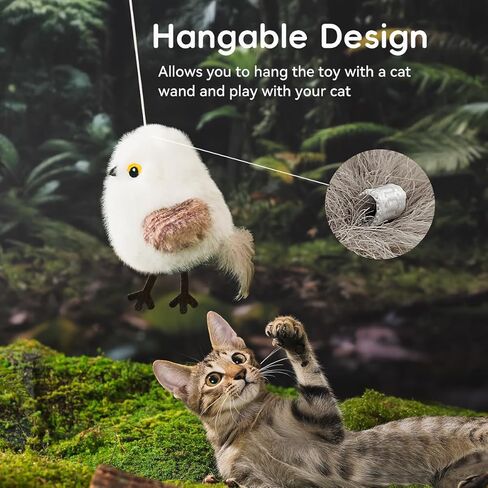 Petgravity Flapping Bird Cat Toy، لعبة Chirp Tweet Kitten النابضة بالحياة، لعبة القط المنشط باللمس القابلة لإعادة الشحن لعبة النعناع البري التفاعلية لممارسة التمارين لجميع السلالات 5.1 بوصة (رمادي) in Kuwait