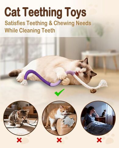 Cat Chew Rope Toys 6Pcs with Catnip, Indoor Cat Teething Toys for Kittens, Interactive Catnip Kitty Toys for All Breeds (Cats Chew Rope 6PCs) in Saudi Arabia