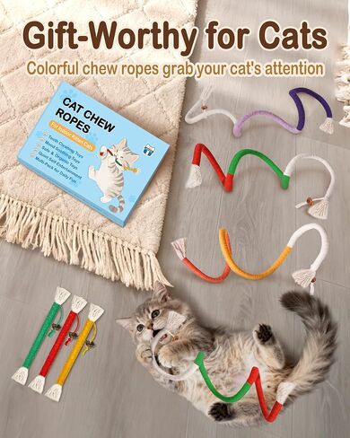 Cat Chew Rope Toys 6Pcs with Catnip, Indoor Cat Teething Toys for Kittens, Interactive Catnip Kitty Toys for All Breeds (Cats Chew Rope 6PCs) in Saudi Arabia