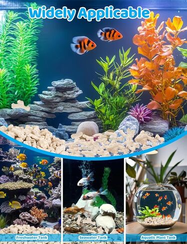 1.2 رطل/550 جرام مرجاني مطحون لأحواض المياه العذبة، حجر مرجاني طبيعي لوسائط تصفية حوض السمك مع حقيبة شبكية لأحواض السمك مادة ترشيح حيوي لتثبيت المياه ورفع درجة الحموضة in Kuwait