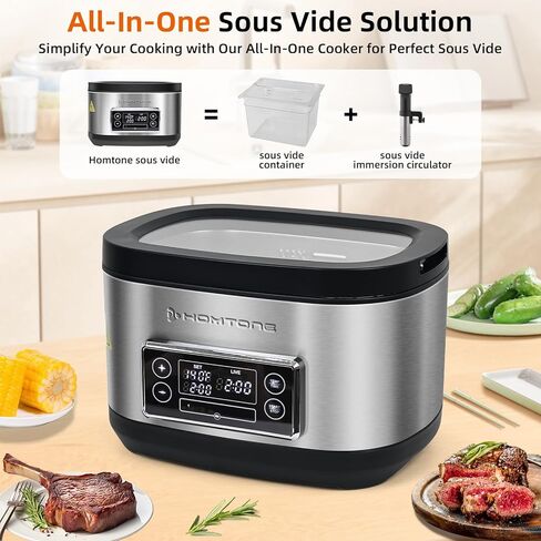 Homtone Sous Vide Cooker, 8 Quart Suveed Cooking Machine, Temperature Control Stainless Steel Sous Vide, Sous Vide Precise Cooker with Timer, Sousvide for Steak/Seafood/Poultry/Vegetables/Eggs in Kuwait