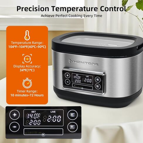 Homtone Sous Vide Cooker, 8 Quart Suveed Cooking Machine, Temperature Control Stainless Steel Sous Vide, Sous Vide Precise Cooker with Timer, Sousvide for Steak/Seafood/Poultry/Vegetables/Eggs in Kuwait