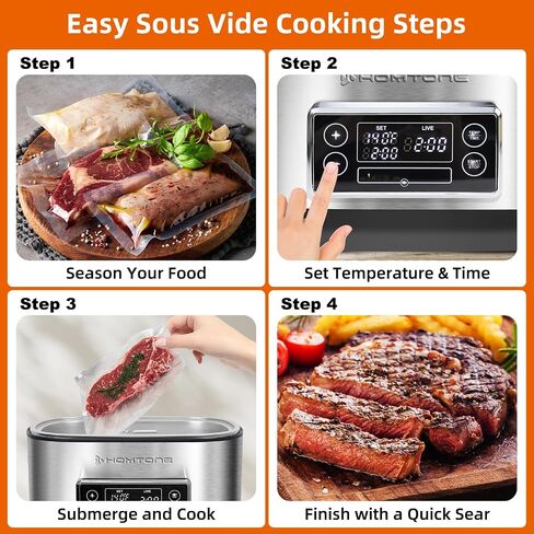 طباخ Homtone Sous Vide، آلة طهي Suveed بسعة 8 لتر، التحكم في درجة الحرارة من الفولاذ المقاوم للصدأ Sous Vide، طباخ Sous Vide الدقيق مع مؤقت، Sousvide لشرائح اللحم/المأكولات البحرية/الدواجن/الخضروات/البيض in Kuwait