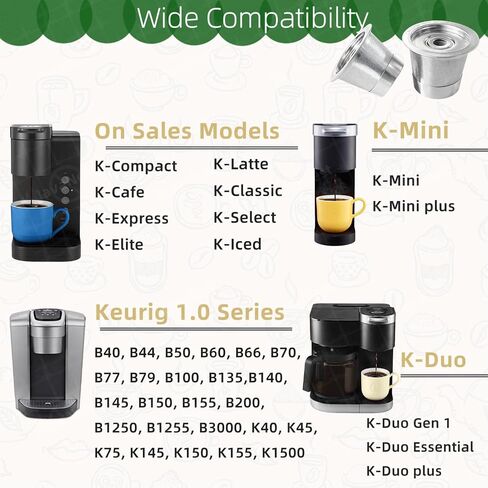 أكواب K قابلة لإعادة الاستخدام لـ Keurig 1.0، كبسولات قهوة قابلة لإعادة الاستخدام من الفولاذ المقاوم للصدأ لـ Keurig، كبسولات Keurig قابلة لإعادة الاستخدام، فلتر قهوة قابل لإعادة الملء، صديق للبيئة، خالي من مادة BPA (2 * جديد لـ Keurig 1.0) in Saudi Arabia