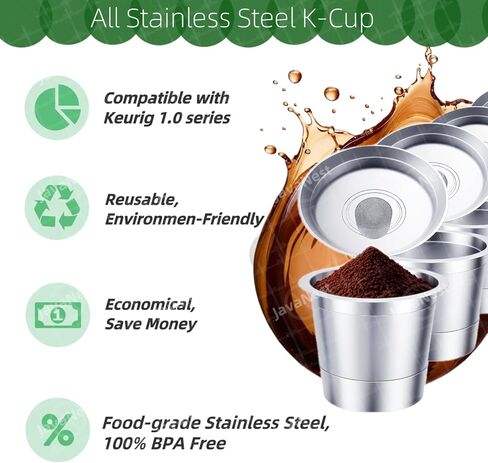 أكواب K قابلة لإعادة الاستخدام لـ Keurig 1.0، كبسولات قهوة قابلة لإعادة الاستخدام من الفولاذ المقاوم للصدأ لـ Keurig، كبسولات Keurig قابلة لإعادة الاستخدام، فلتر قهوة قابل لإعادة الملء، صديق للبيئة، خالي من مادة BPA (2 * جديد لـ Keurig 1.0) in Saudi Arabia