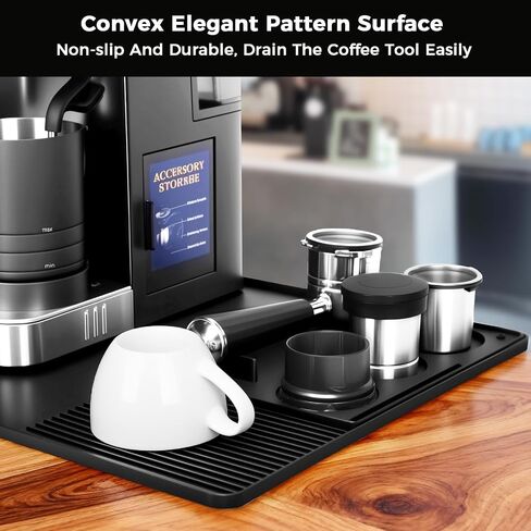 Silicone Coffee Mat for Ninja Luxe Espresso Machine ES601 – Large Anti-Slip Heat-Resistant Coffee Bar Mat for Ninja luxe Cafe Accessories and Most Home Espresso Machines with Convex Edge Black in Saudi Arabia