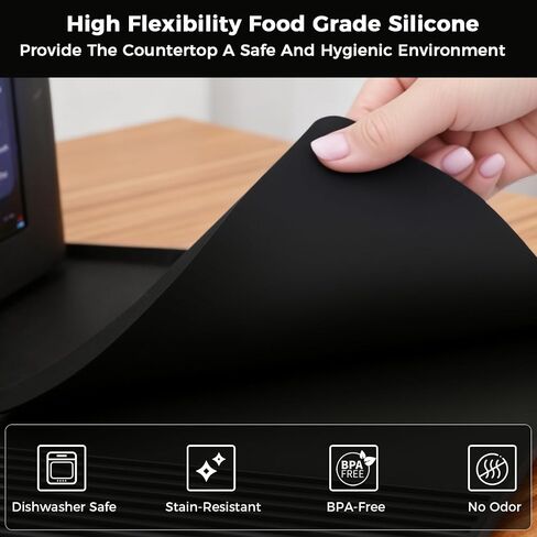 Silicone Coffee Mat for Ninja Luxe Espresso Machine ES601 – Large Anti-Slip Heat-Resistant Coffee Bar Mat for Ninja luxe Cafe Accessories and Most Home Espresso Machines with Convex Edge Black in Saudi Arabia