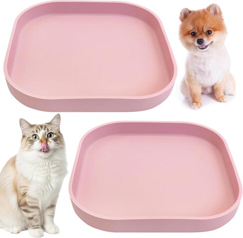 Fhiny 2 PCS Silicone Cat Food Bowls Shallow Dog Bowl 7" Non-Slip Pet Feeding Dishes for Dry and Wet Food Whisker Fatigue Cat Plates for Kitten Puppy and Small Pets (Gray) in Saudi Arabia