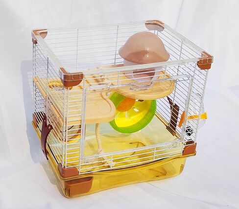 PETZHUBO Hamster Cage Small Animal Cage 2 Layers Transparent Cage Size：10.6"(W) X8.1(L) X10.6 (H) Suitable for Hamsters up to 3.5 inch in Length. in Saudi Arabia