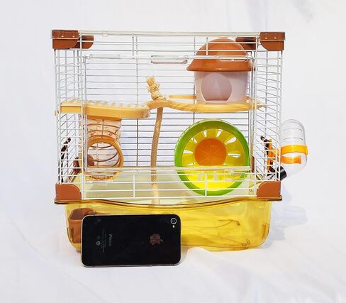 PETZHUBO Hamster Cage Small Animal Cage 2 Layers Transparent Cage Size：10.6"(W) X8.1(L) X10.6 (H) Suitable for Hamsters up to 3.5 inch in Length. in Saudi Arabia