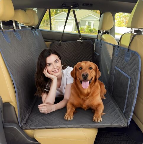 Graphite Grey Back Seat Extender for Dogs – Truck Dog Seat Cover Back Seat, Waterproof & Non-Slip, Expands Back Seat Space, Mesh Window, Storage Pockets – Fits Cars, SUVs & Trucks in Saudi Arabia