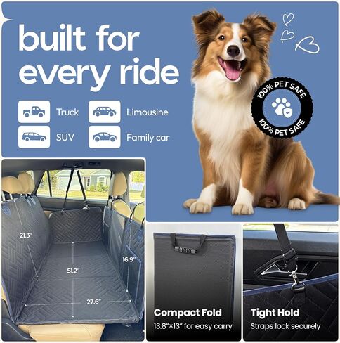 Graphite Grey Back Seat Extender for Dogs – Truck Dog Seat Cover Back Seat, Waterproof & Non-Slip, Expands Back Seat Space, Mesh Window, Storage Pockets – Fits Cars, SUVs & Trucks in Saudi Arabia