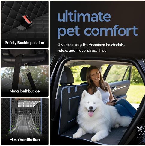 Graphite Grey Back Seat Extender for Dogs – Truck Dog Seat Cover Back Seat, Waterproof & Non-Slip, Expands Back Seat Space, Mesh Window, Storage Pockets – Fits Cars, SUVs & Trucks in Saudi Arabia