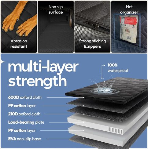 Graphite Grey Back Seat Extender for Dogs – Truck Dog Seat Cover Back Seat, Waterproof & Non-Slip, Expands Back Seat Space, Mesh Window, Storage Pockets – Fits Cars, SUVs & Trucks in Saudi Arabia