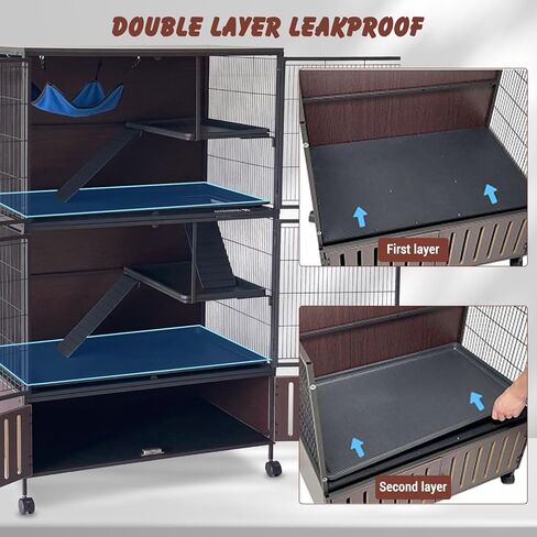 قفص كبير للنمس مقاس 60 بوصة، قصر حيوانات صغير متعدد المستويات مزود بـ 4 عجلات و3 سلالم معدنية وأرجوحة لشينشيلا والأرانب وخنازير غينيا، ويشمل صواني PP وخزانة تخزين in Kuwait