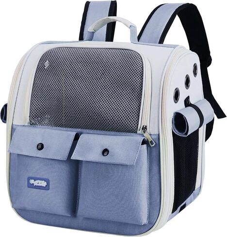 Durable Blue Cat Carrier Backpack – Ventilated & Soft Pet Travel Bag – Ideal for Medium Small Dog Puppy Kitten up to 22 LBS – Airline & TSA Approved in Saudi Arabia