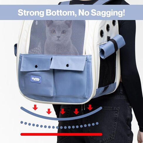 Durable Blue Cat Carrier Backpack – Ventilated & Soft Pet Travel Bag – Ideal for Medium Small Dog Puppy Kitten up to 22 LBS – Airline & TSA Approved in Saudi Arabia
