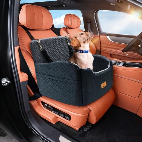Memory Foam Dog Booster Seat Under 35 lbs, Medium Dog Car Seat, Comfortable Hi-Density Sponge Car Bed for Small/Medium Pets,Detachable and Washable Pet Travel Bed with 2 Adjustable Safety Belt in Saudi Arabia