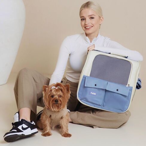 Durable Blue Cat Carrier Backpack – Ventilated & Soft Pet Travel Bag – Ideal for Medium Small Dog Puppy Kitten up to 22 LBS – Airline & TSA Approved in Saudi Arabia