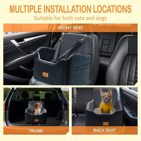 Memory Foam Dog Booster Seat Under 35 lbs, Medium Dog Car Seat, Comfortable Hi-Density Sponge Car Bed for Small/Medium Pets,Detachable and Washable Pet Travel Bed with 2 Adjustable Safety Belt in Saudi Arabia