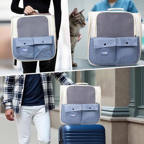 Durable Blue Cat Carrier Backpack – Ventilated & Soft Pet Travel Bag – Ideal for Medium Small Dog Puppy Kitten up to 22 LBS – Airline & TSA Approved in Saudi Arabia